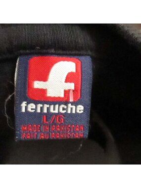Ferruche Vintage T-shirt Large Men's 90's Simple Classic Black 100% Cotton Rock